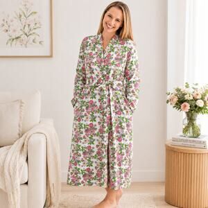 M & A Lounge SZ XL Printed Organic Cotton Lounge Robe - English Garden NEW
